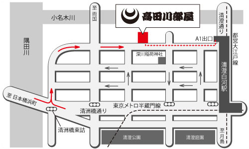 高田川部屋への地図